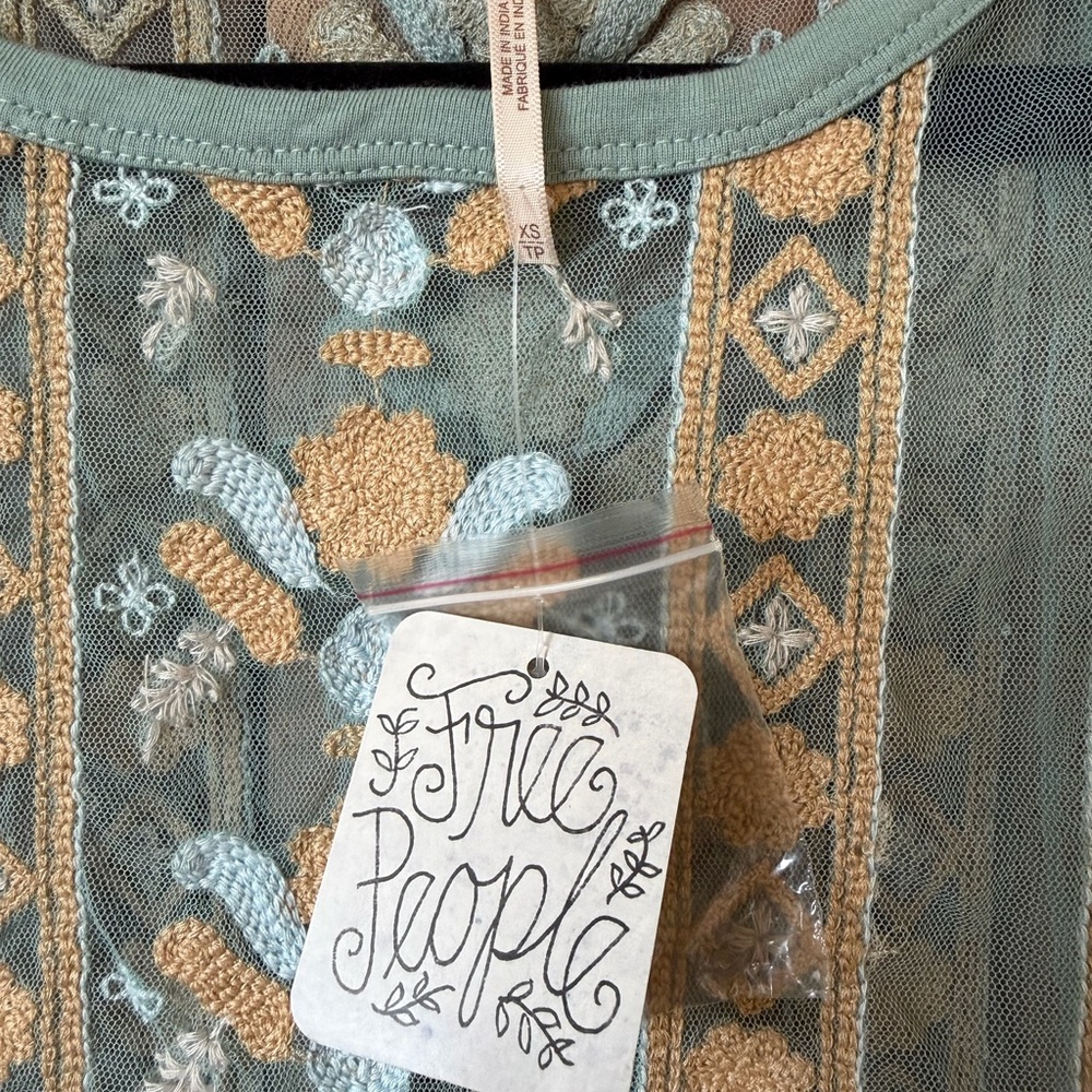 Free People Embroidered Blue and Gold Maxi Dress - Picture 6 of 6